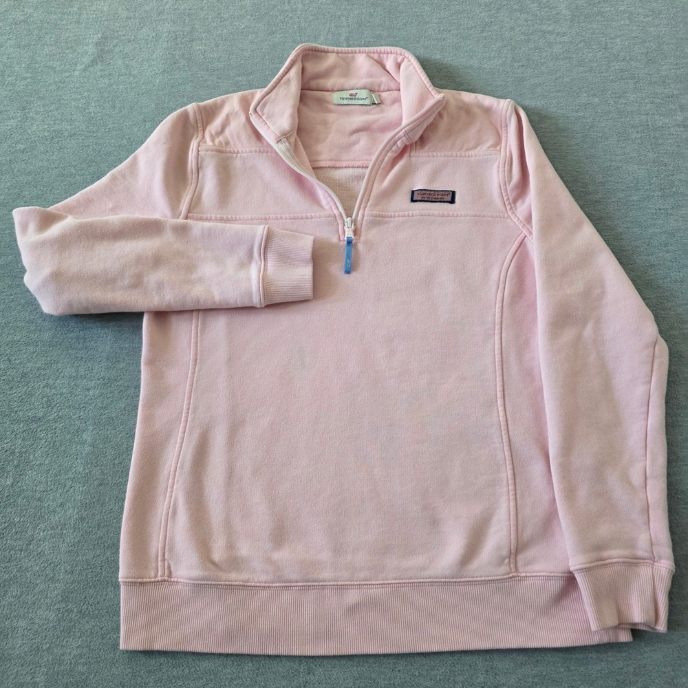 Vineyard Vines Womens Pink Quarter Zip Pullover Sweatshirt Size S French Terry
